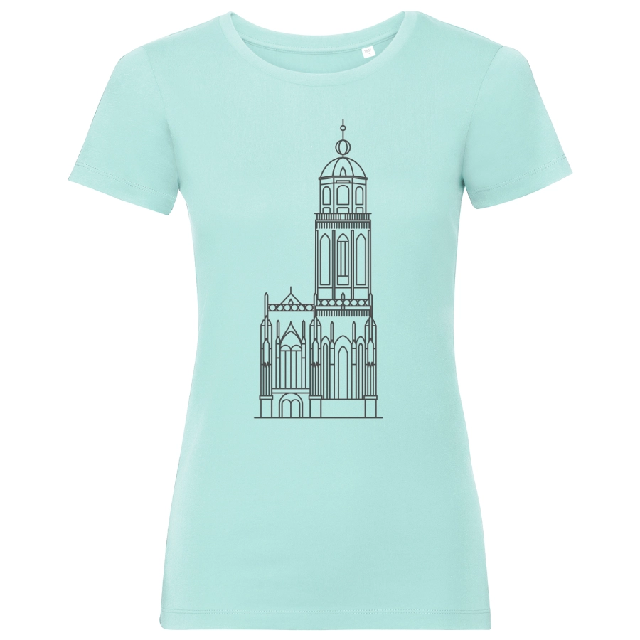 Deventer Lebuïnuskerk dames T-shirt aqua
