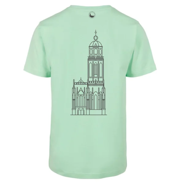 Deventer Lebuïnuskerk heren T-shirt mint groen rug