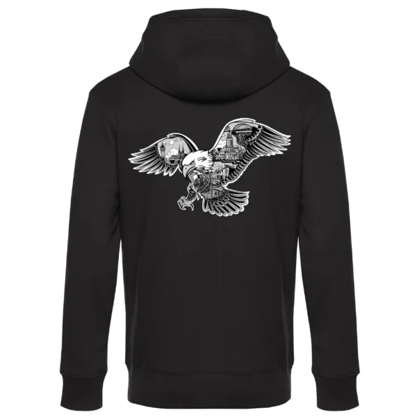 Deventer hoodie eagle grijs groot zwart achterkant
