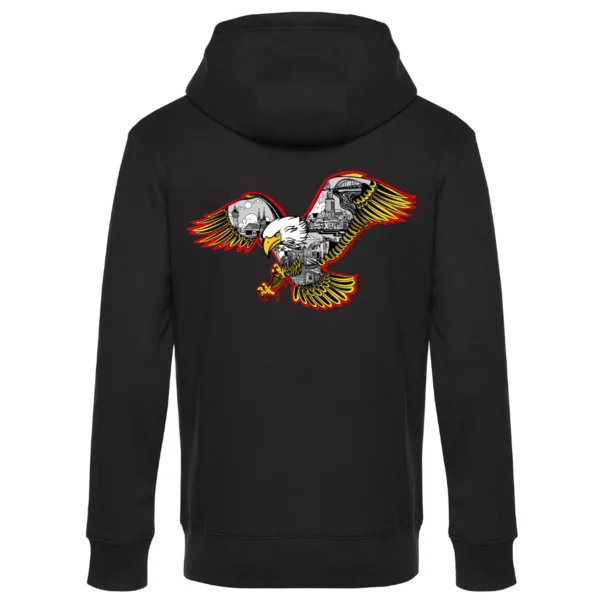 Deventer hoodie eagle rood geel groot zwart achterkant
