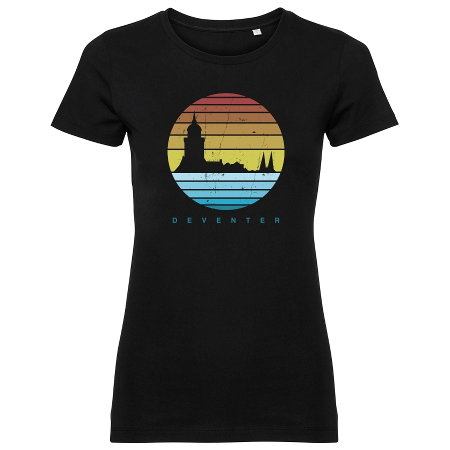 Deventer retro dames T-shirt zwart met tekst